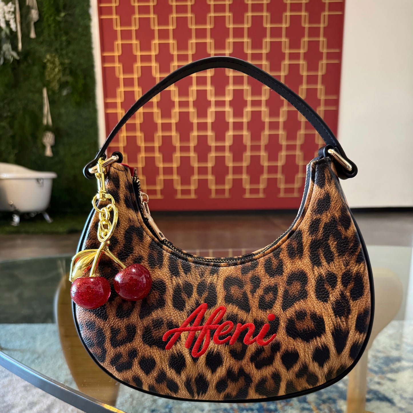 (Pre-Order)AFENI Leopard Cherry🍒Shoulder Bag